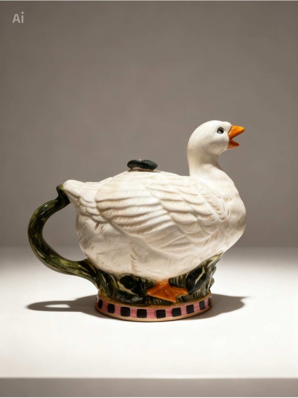 White Ceramic Goose Teapot - Decorative Bird Teapot